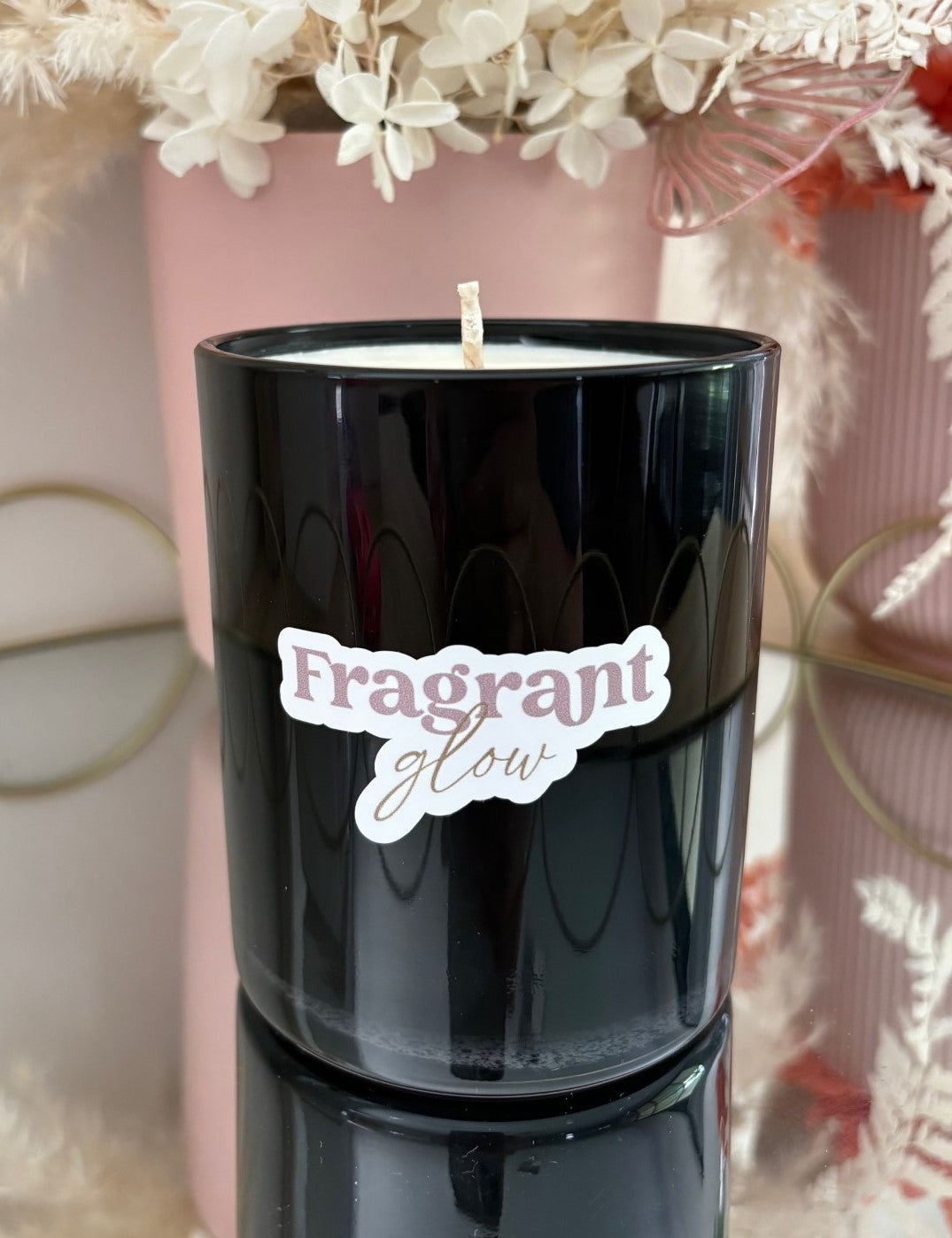 Champagne & Strawberries - Black Glass Soy Candle